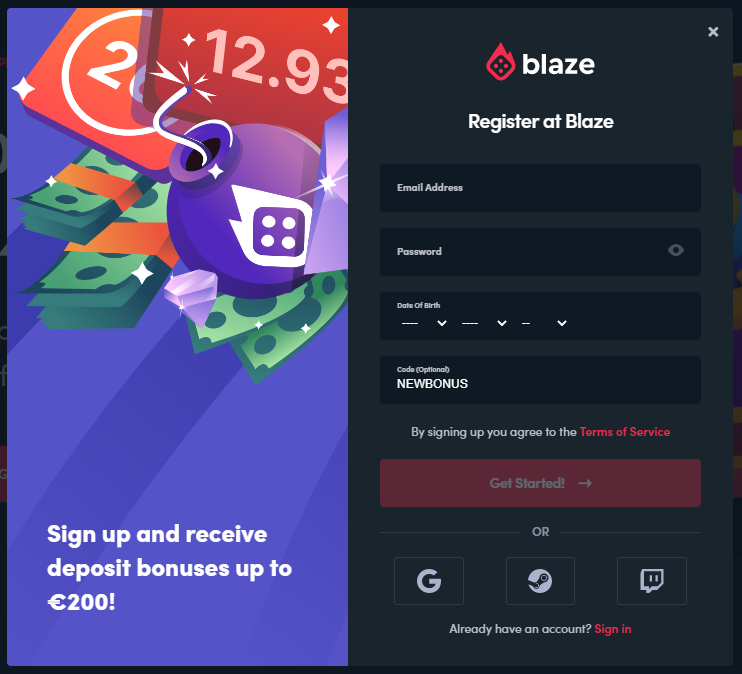 Blaze: registro